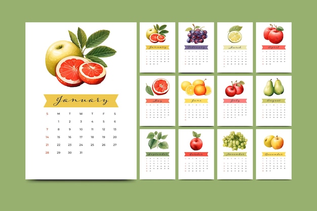 Vector 2024 annual calendar template design