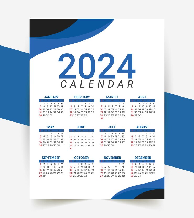 Premium Vector 2024 annual calendar template design