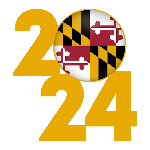 Vector 2024 banner met de vlag van de staat maryland binnen vector illustratie