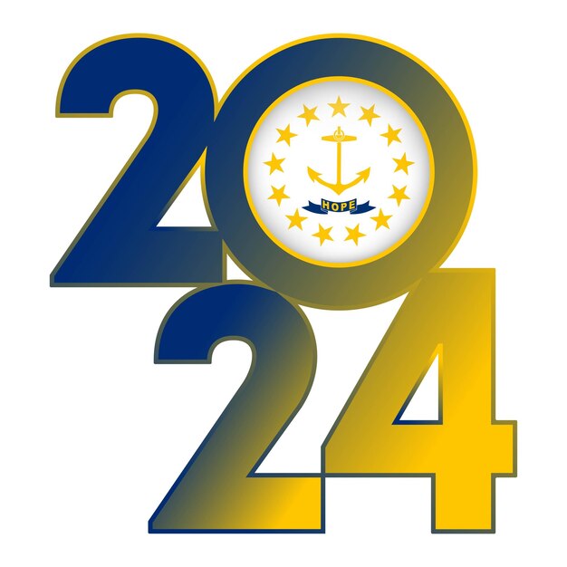 Premium Vector 2024 banner with rhode island state flag inside vector
