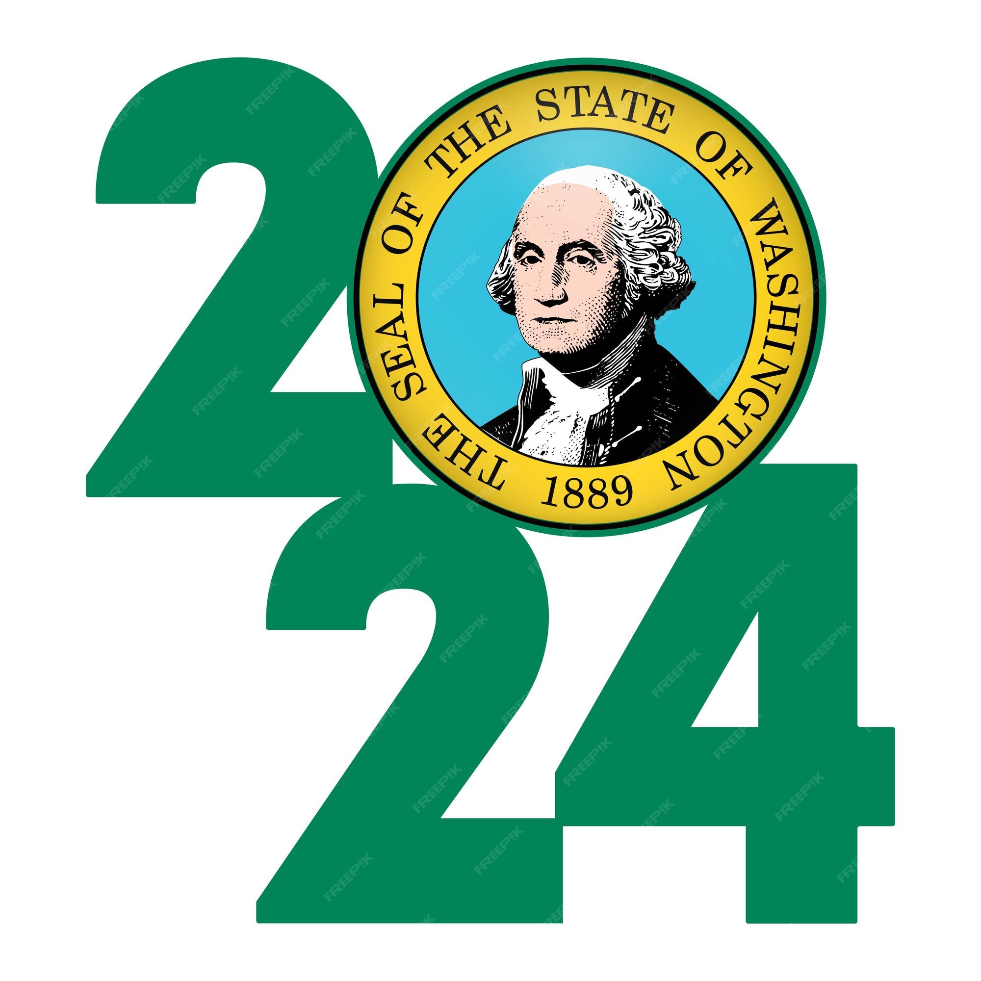 Premium Vector 2024 banner with washington state flag inside vector