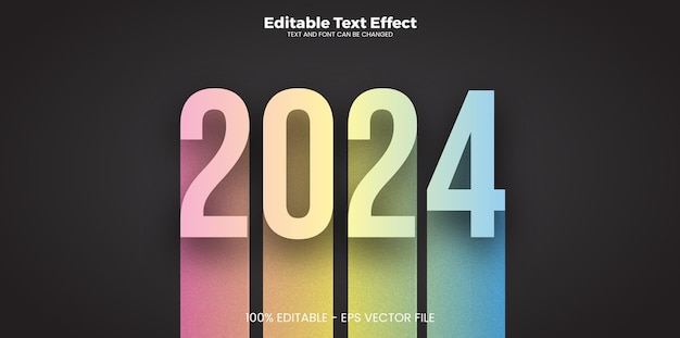 Vector 2024 bewerkbaar teksteffect in moderne trendstijl