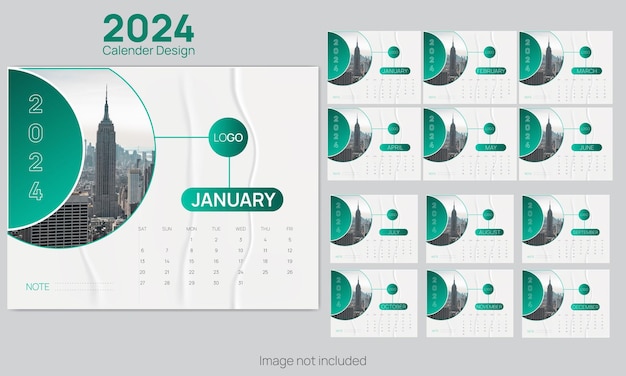 Modello di progettazione del calendario per il buon anno nuovo 2024