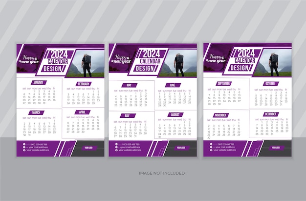 2024 calendar design template wall modern new year calendar design in business style unique layout