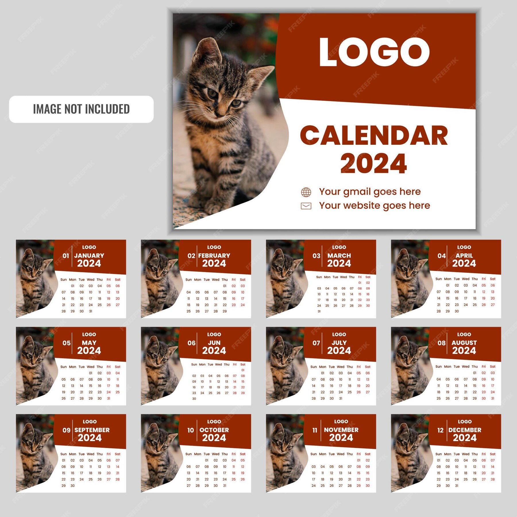 Premium Vector 2024 calendar different fonts vector illustration