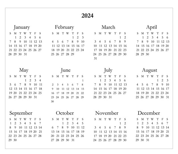 2024 calendar free vector design