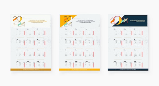 2024 calendar set with colorful design premium calendar for hanging on the wall modern and bright theme