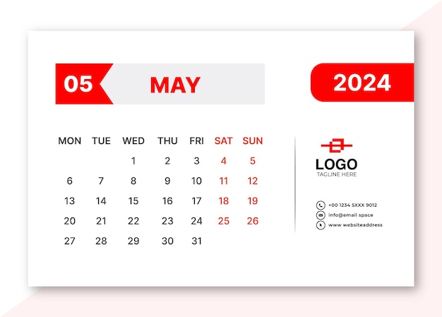 Vettore progettazione del modello di calendario 2024