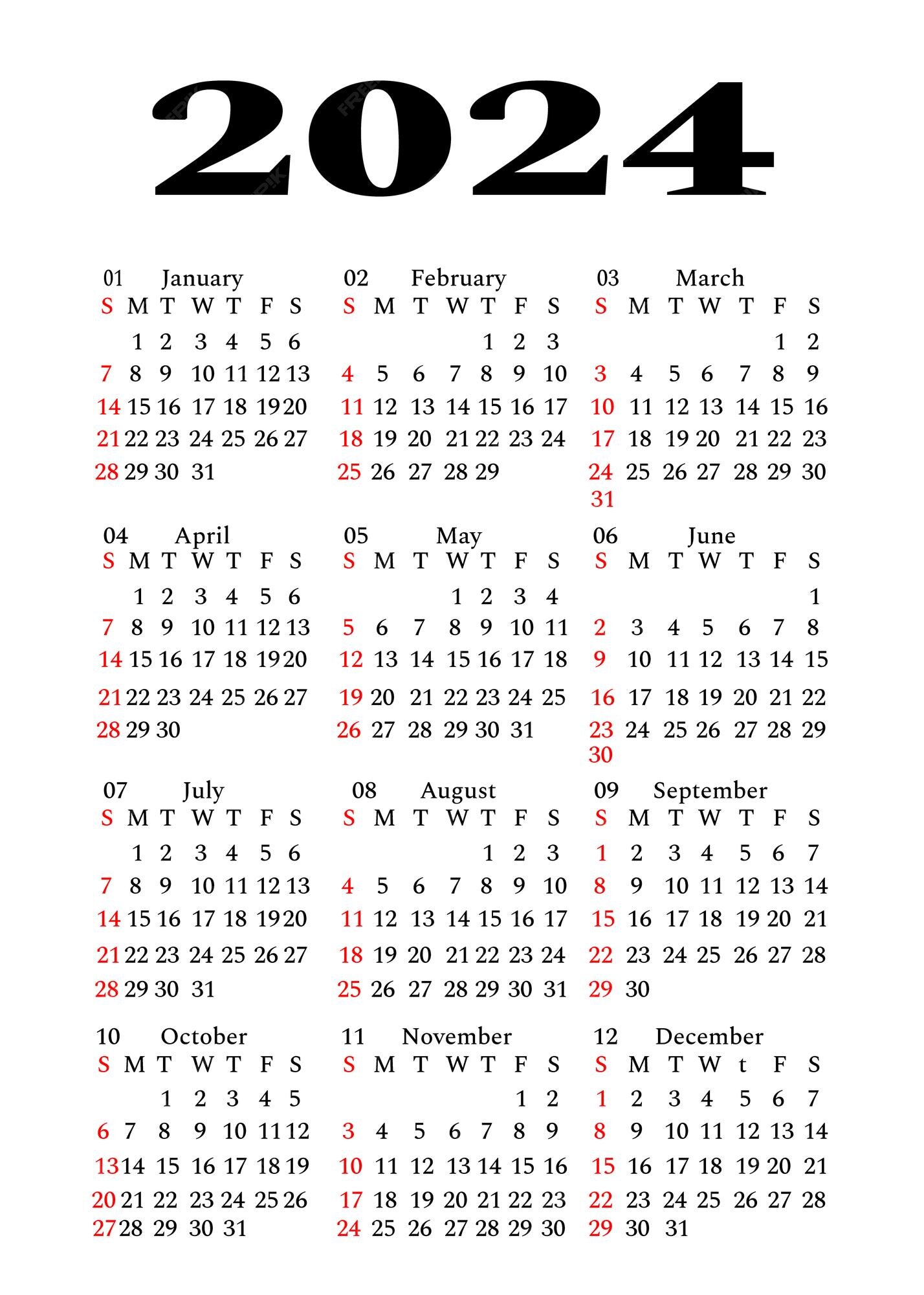 Premium Vector 2024 calendar template design