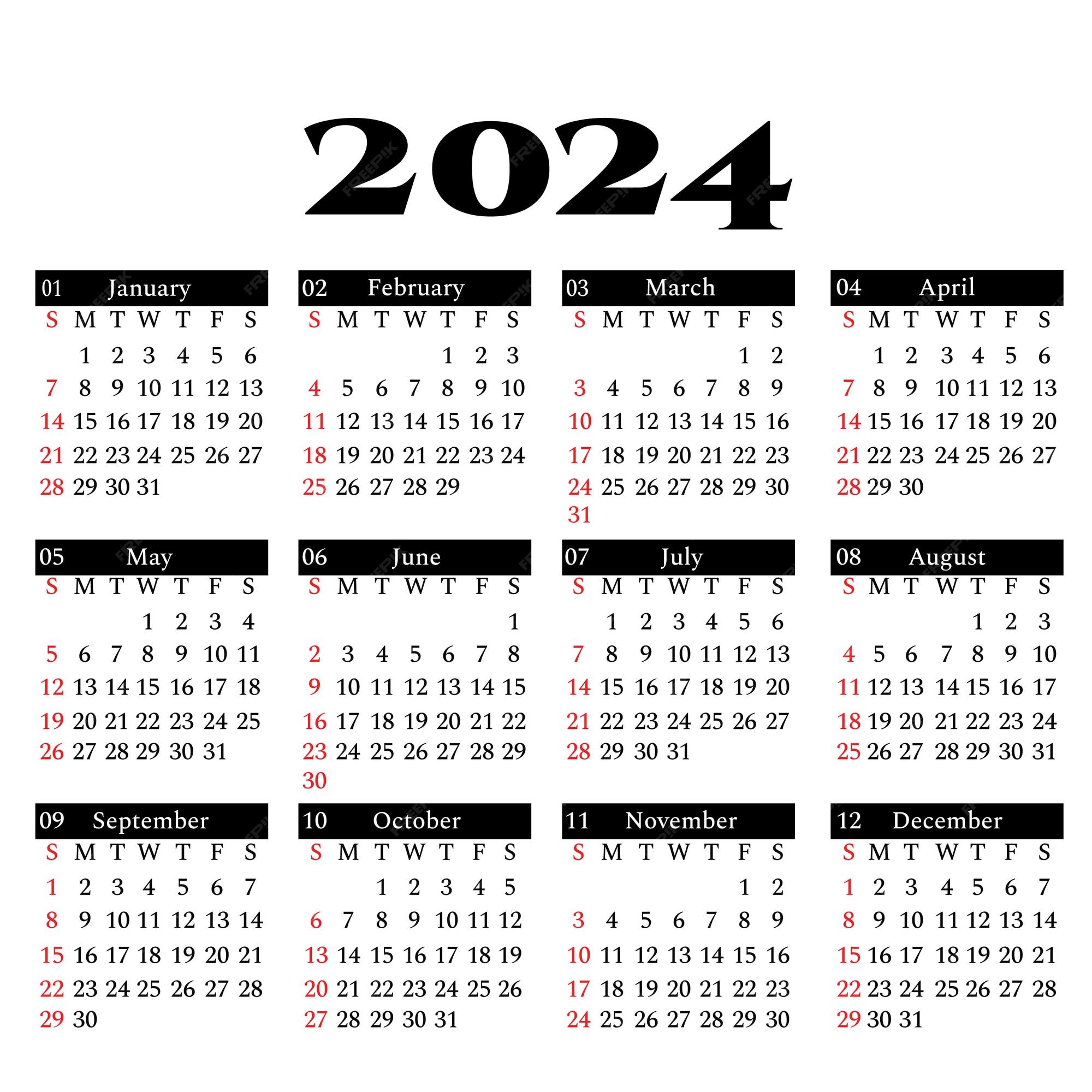Premium Vector 2024 calendar template design