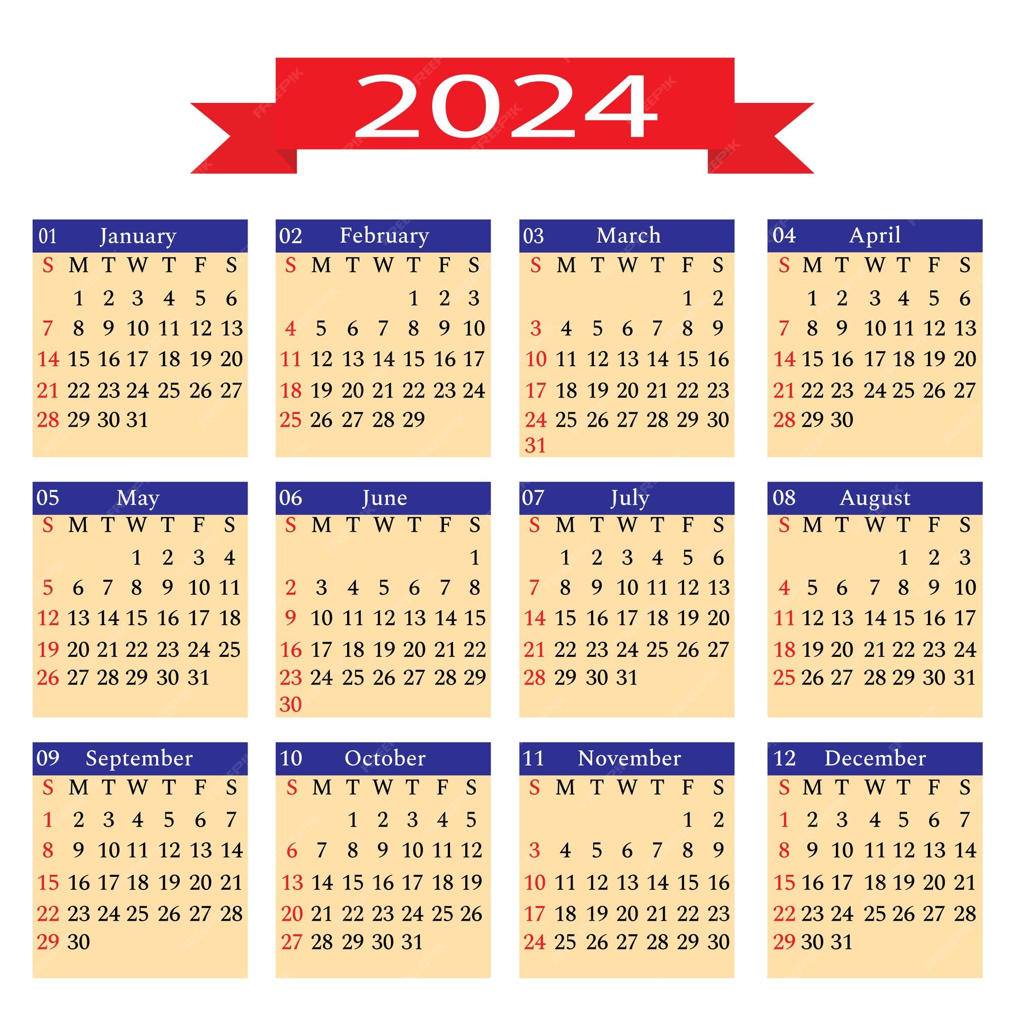 Premium Vector 2024 calendar template design