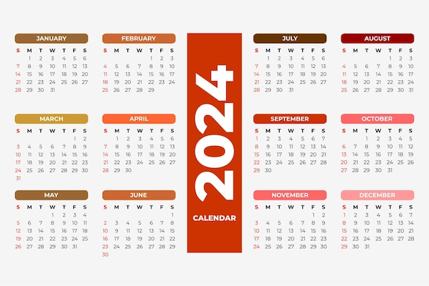 2024 Calendar Template editable vector