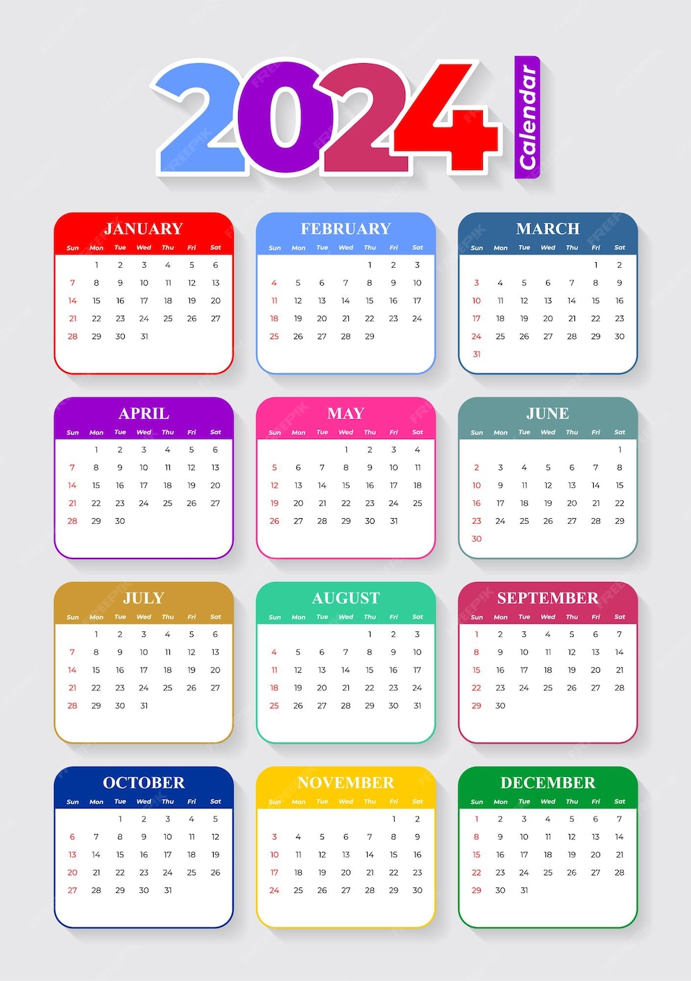 Premium Vector 2024 calendar template editable vector