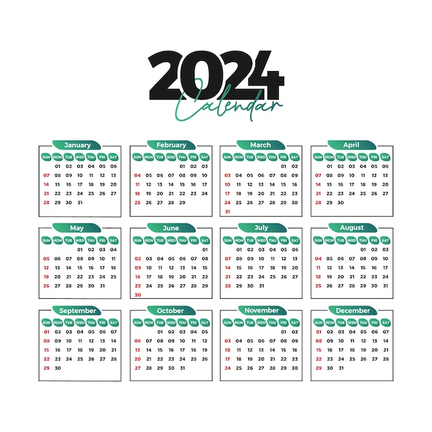 Premium Vector  2024 calendar template