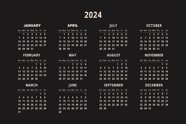 Vector 2024 calendar template picture