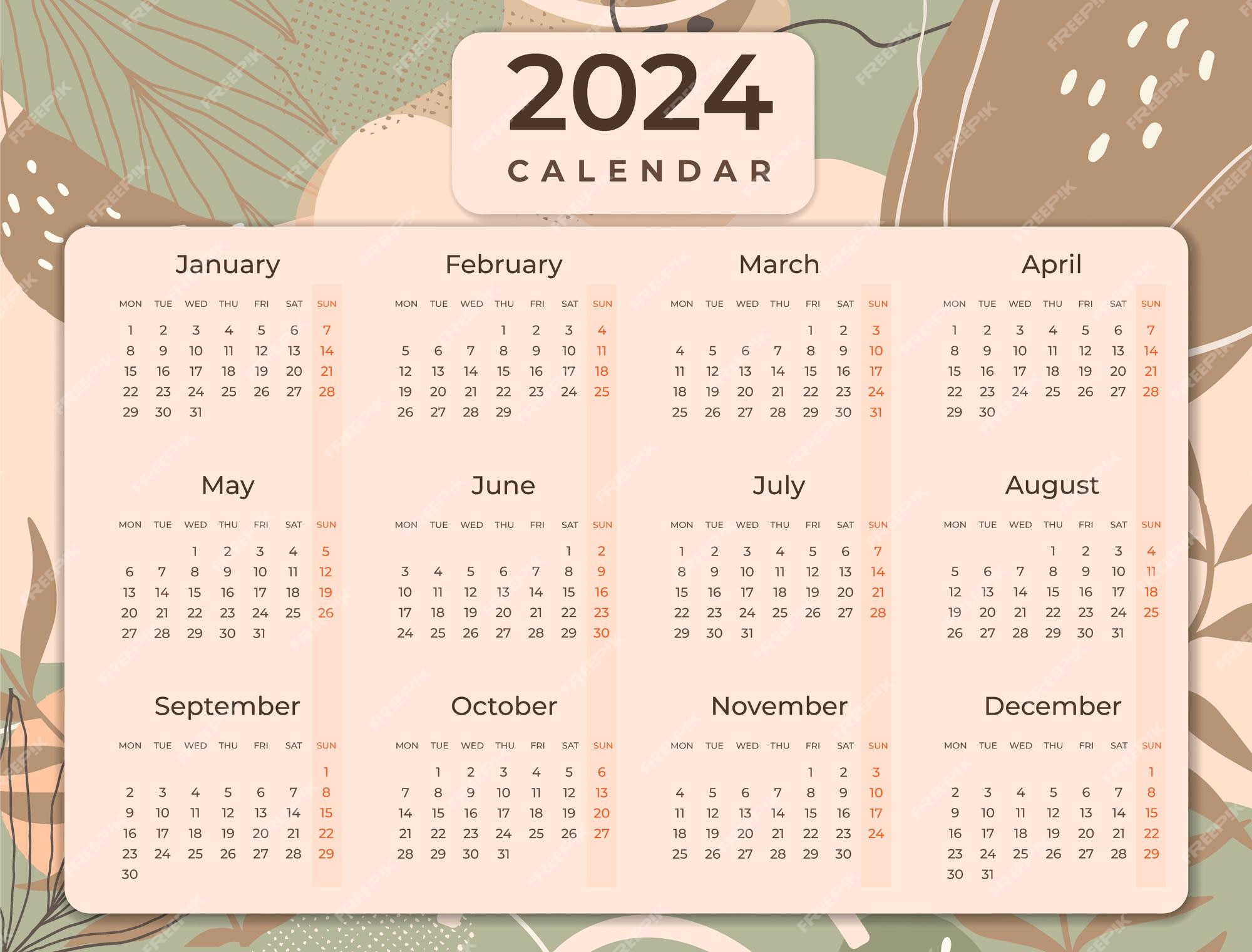 Premium Vector 2024 calendar template