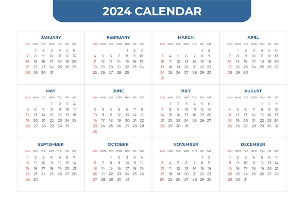 Vector 2024 calendar template