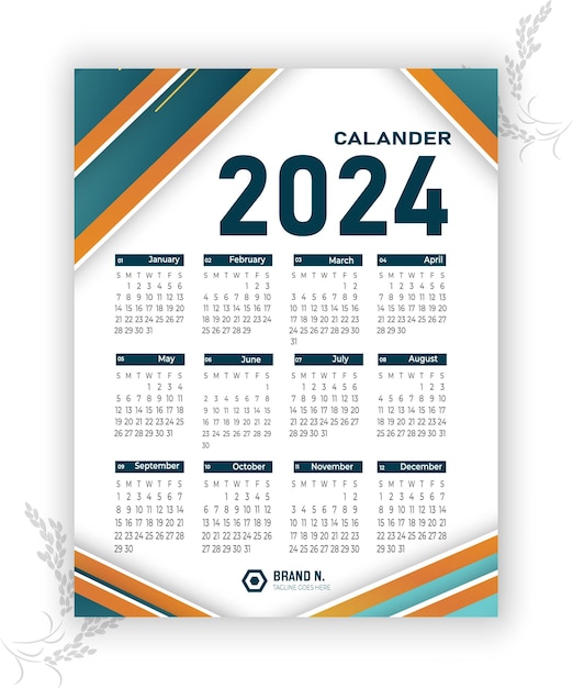 Premium Vector  2024 calendar template