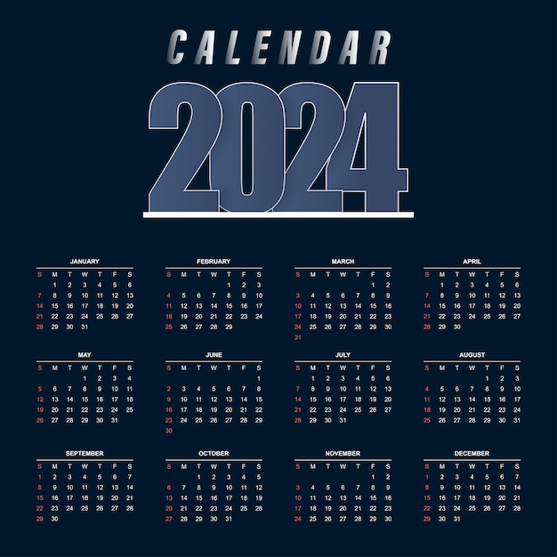 Premium Vector 2024 calendar vector template