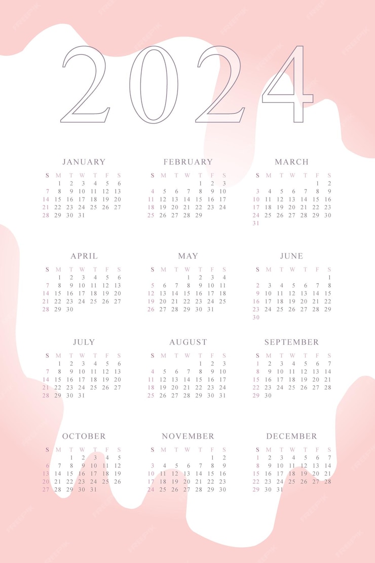 Premium Vector 2024 calendar with delicate minimalist design pastel