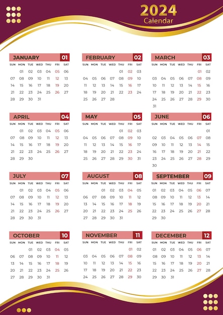 Vector 2024 calendar