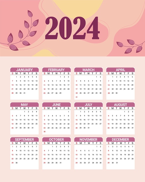 Vettore calendario 2024