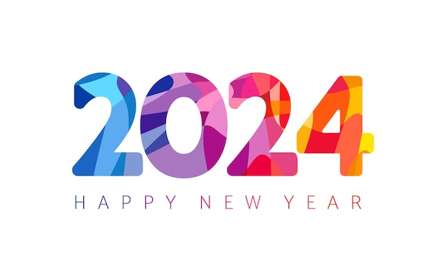 2024 colorful facet new year numbers Christmas creative symbols Happy New Year greetings Vector