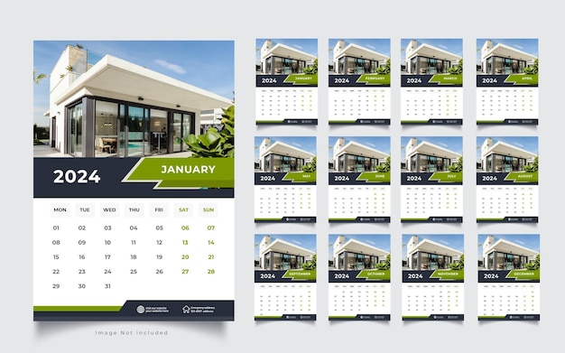 Vector 2024 desk calendar design template