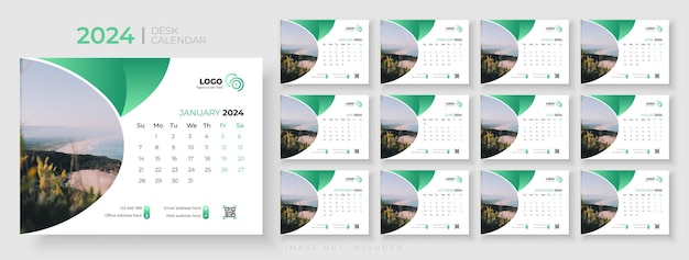 2024 Desk calendar template design