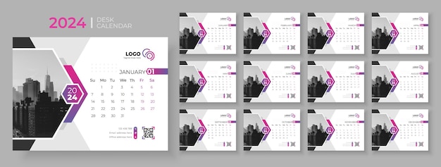 2024 Desk calendar template design