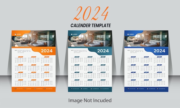 Vector 2024 desk and wall calendar template design