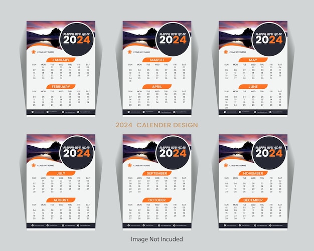 2024 desk and wall calender template design