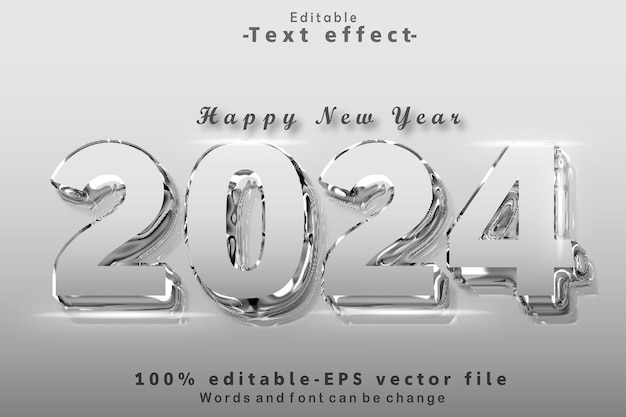 2024 Editable Text Effect 3D Modern Silver Style