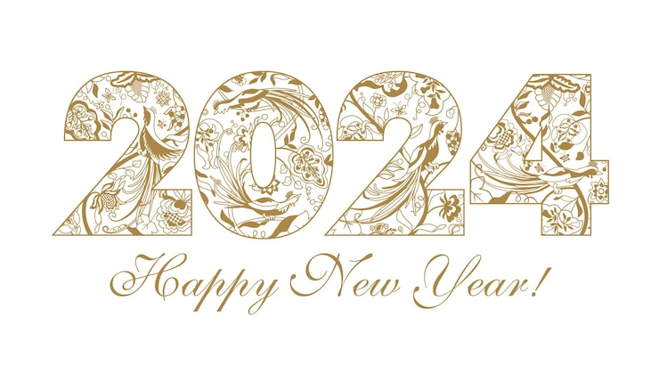Vector 2024 ethnic style isolated number. a happy new year greetings design. christmas decoration concept.