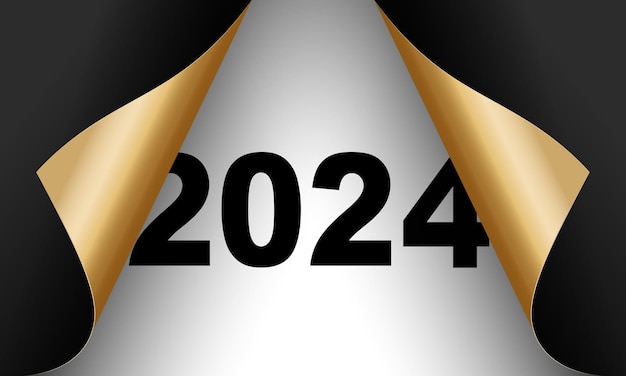 2024 Gelukkig Nieuwjaar achtergrondontwerp wenskaart banner poster vectorillustratie