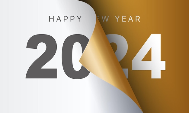 2024 Gelukkig Nieuwjaar achtergrondontwerp wenskaart banner poster vectorillustratie