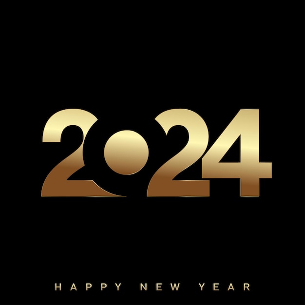 2024 Gelukkige Nieuwjaar kaart met gouden tekst Vector illustratie