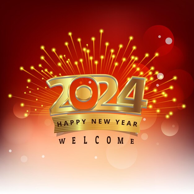 Premium Vector 2024 golden colour happy new year vector template