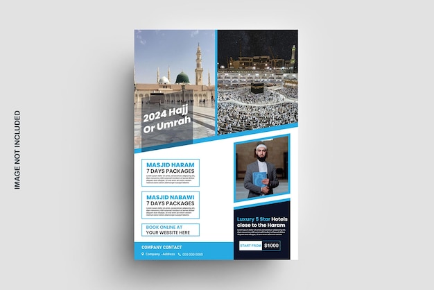 Vector 2024 hajj or umrah flyer design template