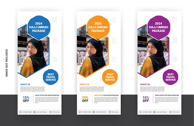 Vector 2024 hajj or umrah roll up banner template