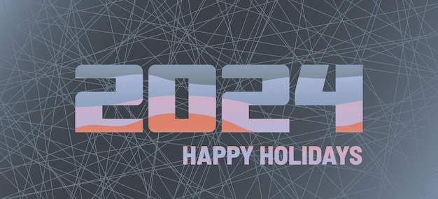 2024 Happy Holidays banner with stripes and lines Vector illustration for calendars and cards