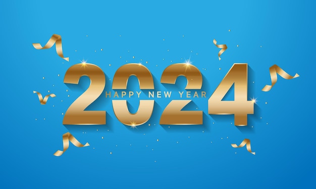 2024 Happy New Year Background Design Greeting Card Banner Poster Vector Illustration