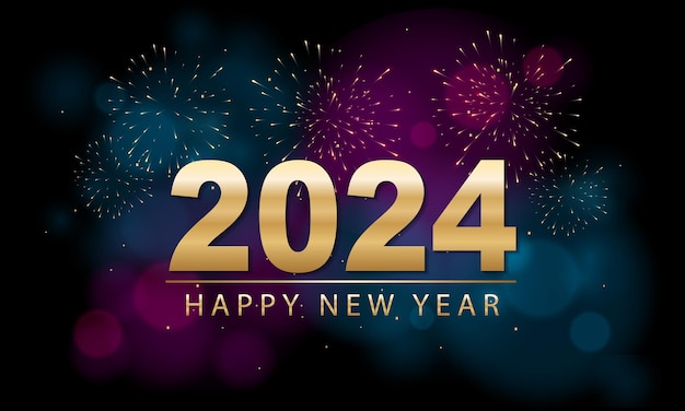 2024 Happy New Year Background Design Greeting Card Banner Poster Vector Illustration