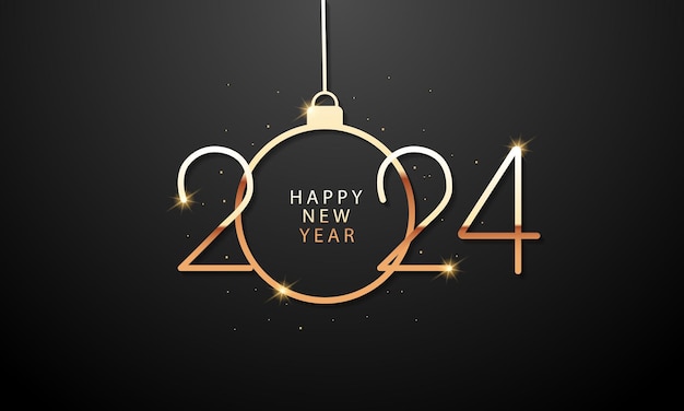 2024 Happy New Year Background Design Greeting Card Banner Poster Vector IllustrationxA