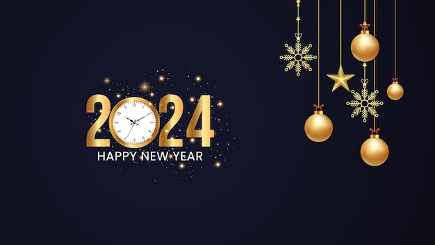 2024 happy new year background design greeting card banner poster