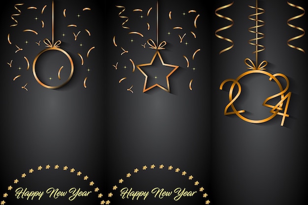 Вектор Счастливого нового года 2024 года для ваших сезонных приглашений праздничных плакатов поздравительных карт