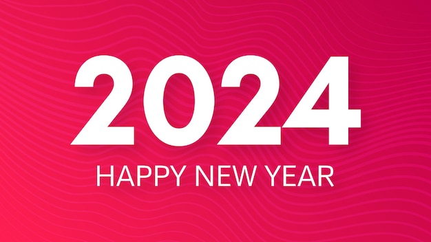 2024 新年あけましておめでとうございます背景線ベクトル図と赤の抽象的な背景に白の 2024 年新年番号を持つモダンな挨拶バナー テンプレート