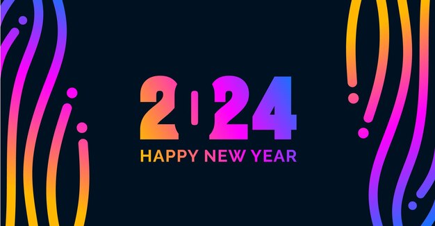 2024 happy new year colorful text logo typography and background design template