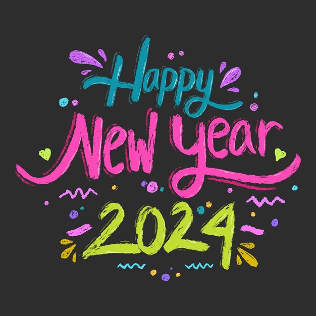 Vector 2024 happy new year colorful typography