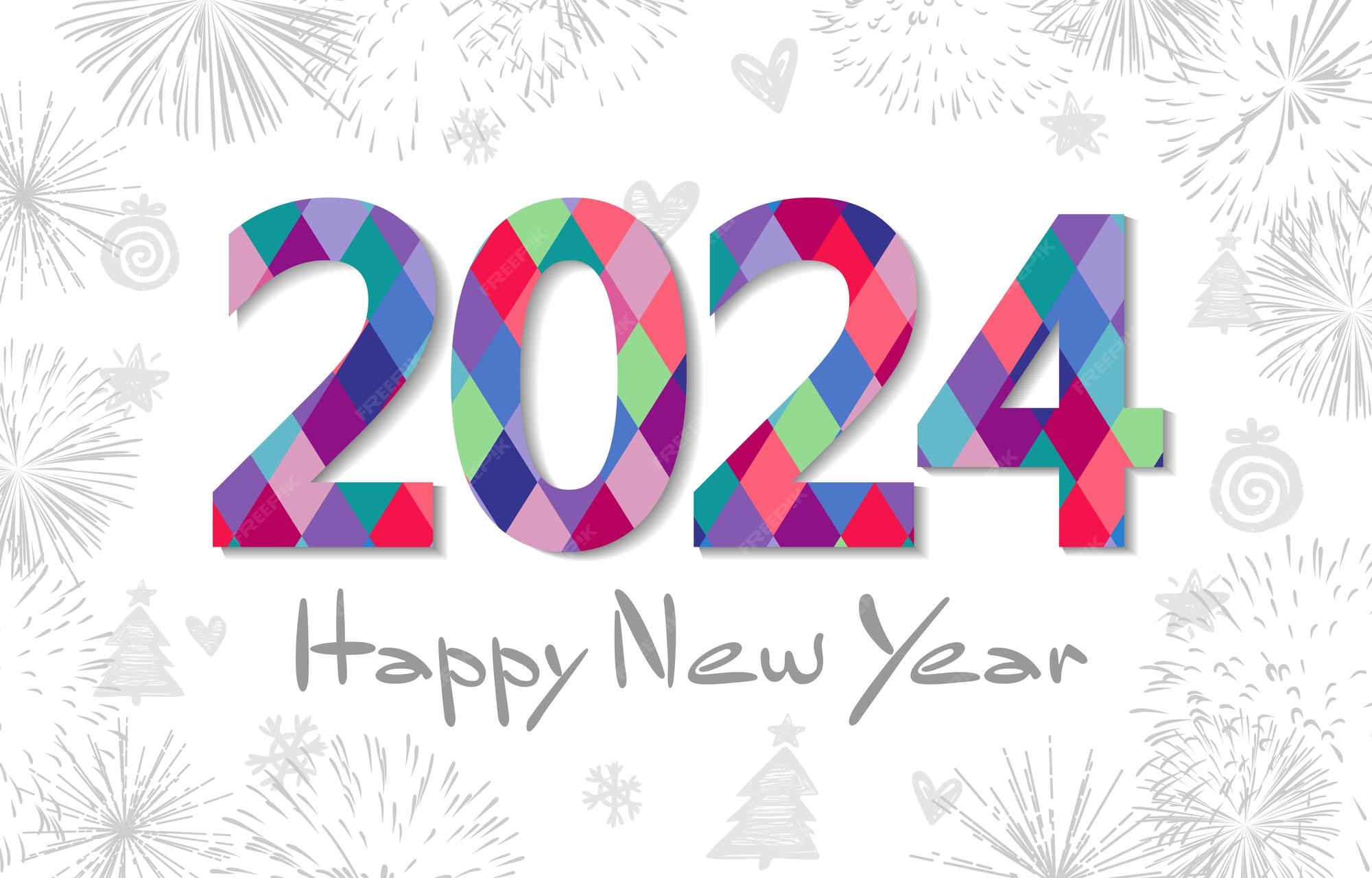 Premium Vector 2024 a happy new year creative greeting card. modern